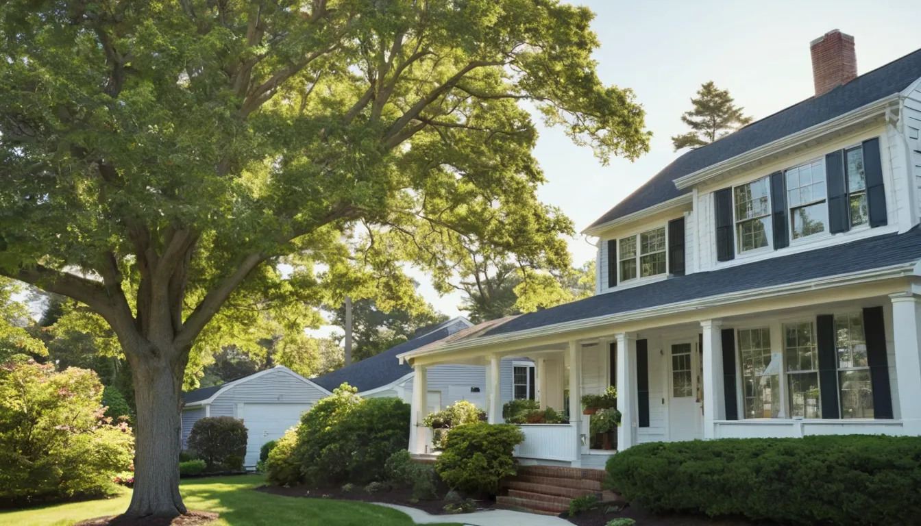 A leaning tree beside a home in New York, checked by a local provider